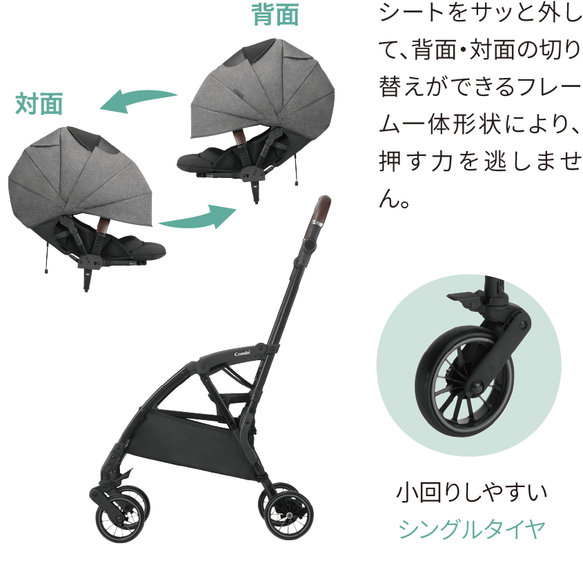押す力を逃さず、小回りスイスイ、段差もラクラク!