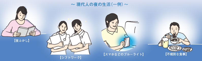 現代人の生活では、体内時計が乱れがち