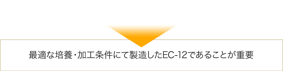 最適な培養・加工条件にて製造したEC-12であることが重要