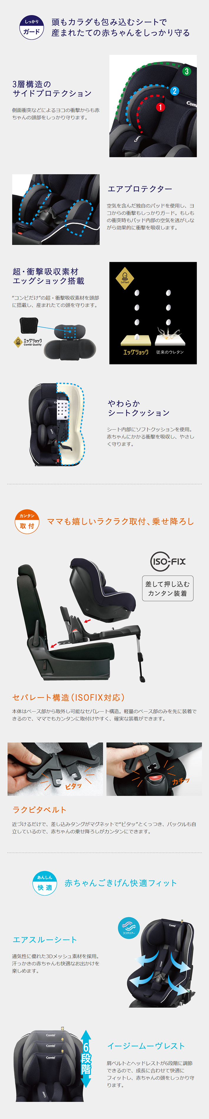 【新品未使用】コンビチャイルドシート　プロガードISOFIX エッグショック