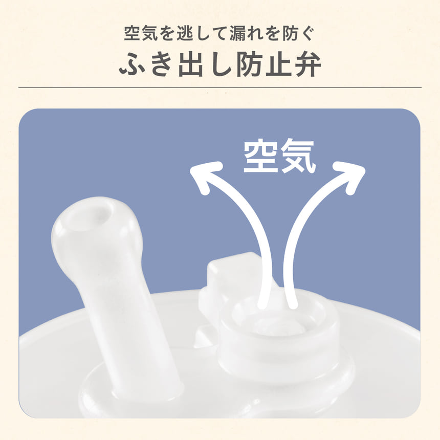 空気を逃して漏れを防ぐふき出し防止弁