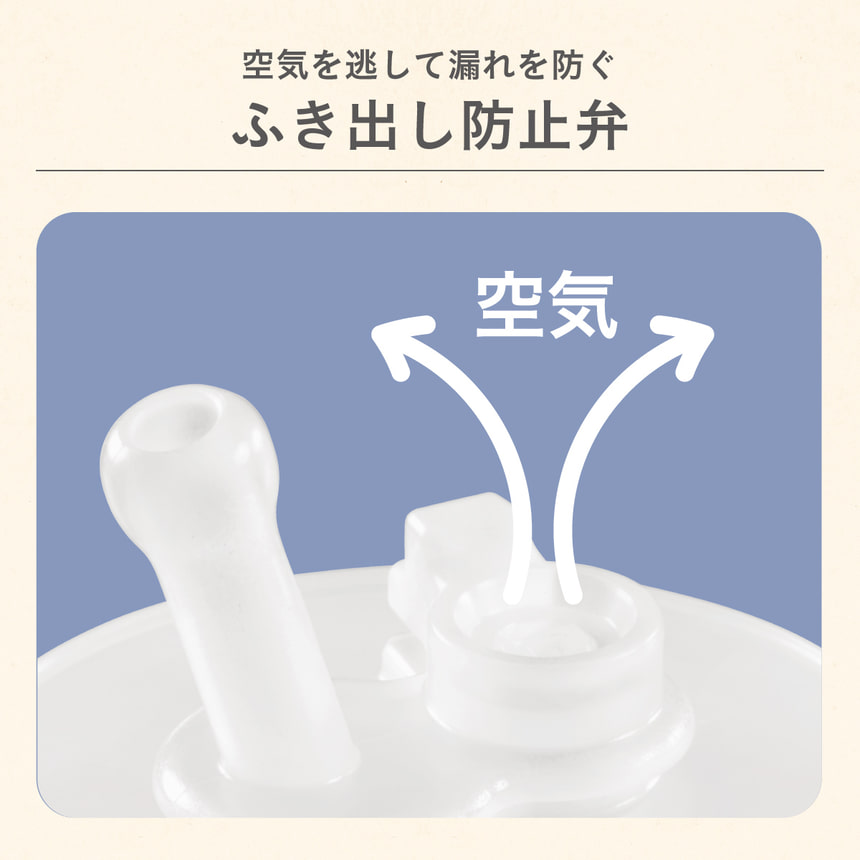 空気を逃して漏れを防ぐふき出し防止弁