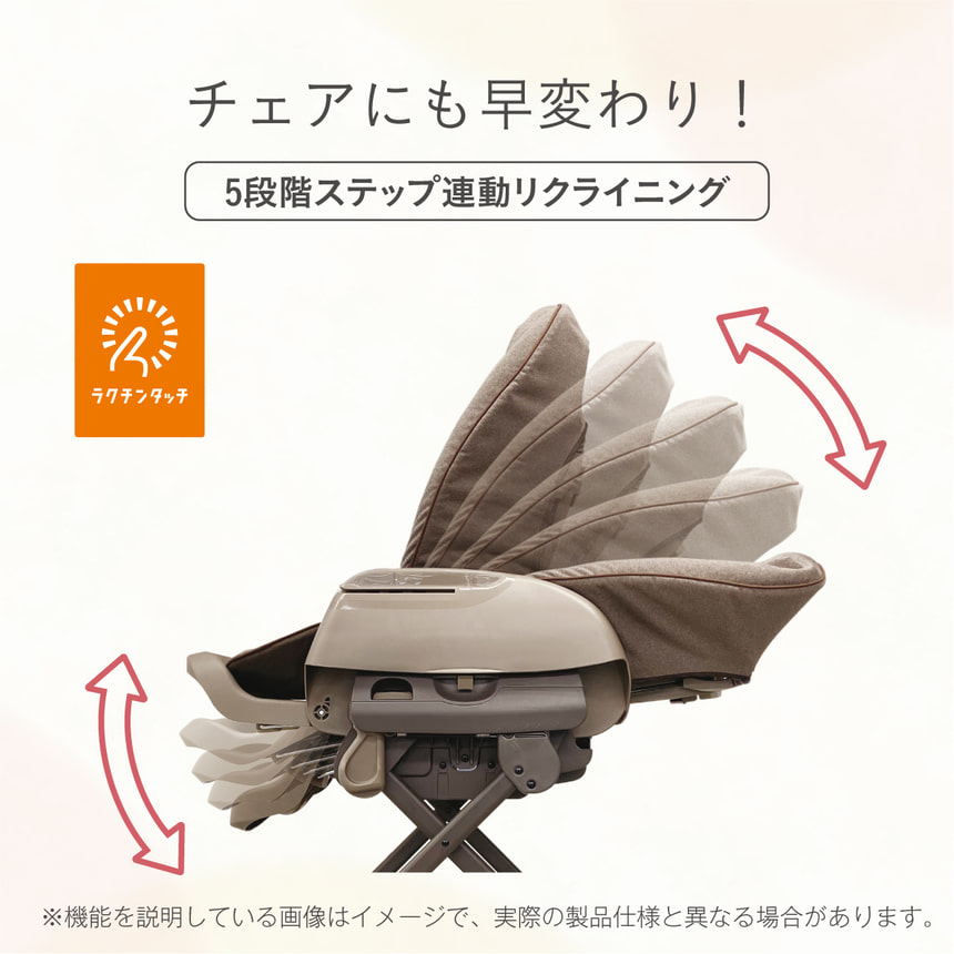 【こだわりの赤ちゃん快適機能！】5段階ステップ連動リクライニング