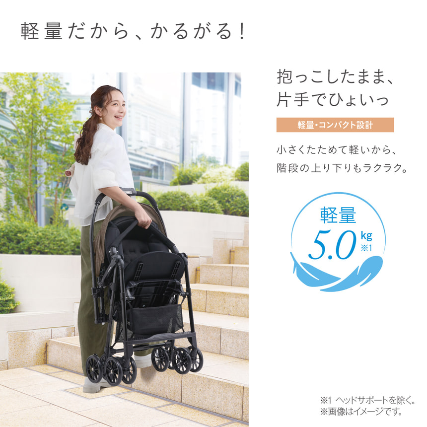 重さ約5.0kgの軽量設計『スゴカルL long』は、片手でラクに階段を上れるほどの軽さ。収納も持ち運びもスムーズに。