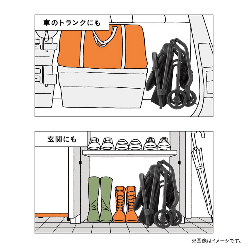 コンビ ベビーカー コンパクトに折りたたんで車のトランクや玄関に収納できるモデル