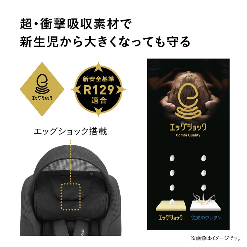 エッグショック搭載 R129適合の衝撃吸収チャイルドシート