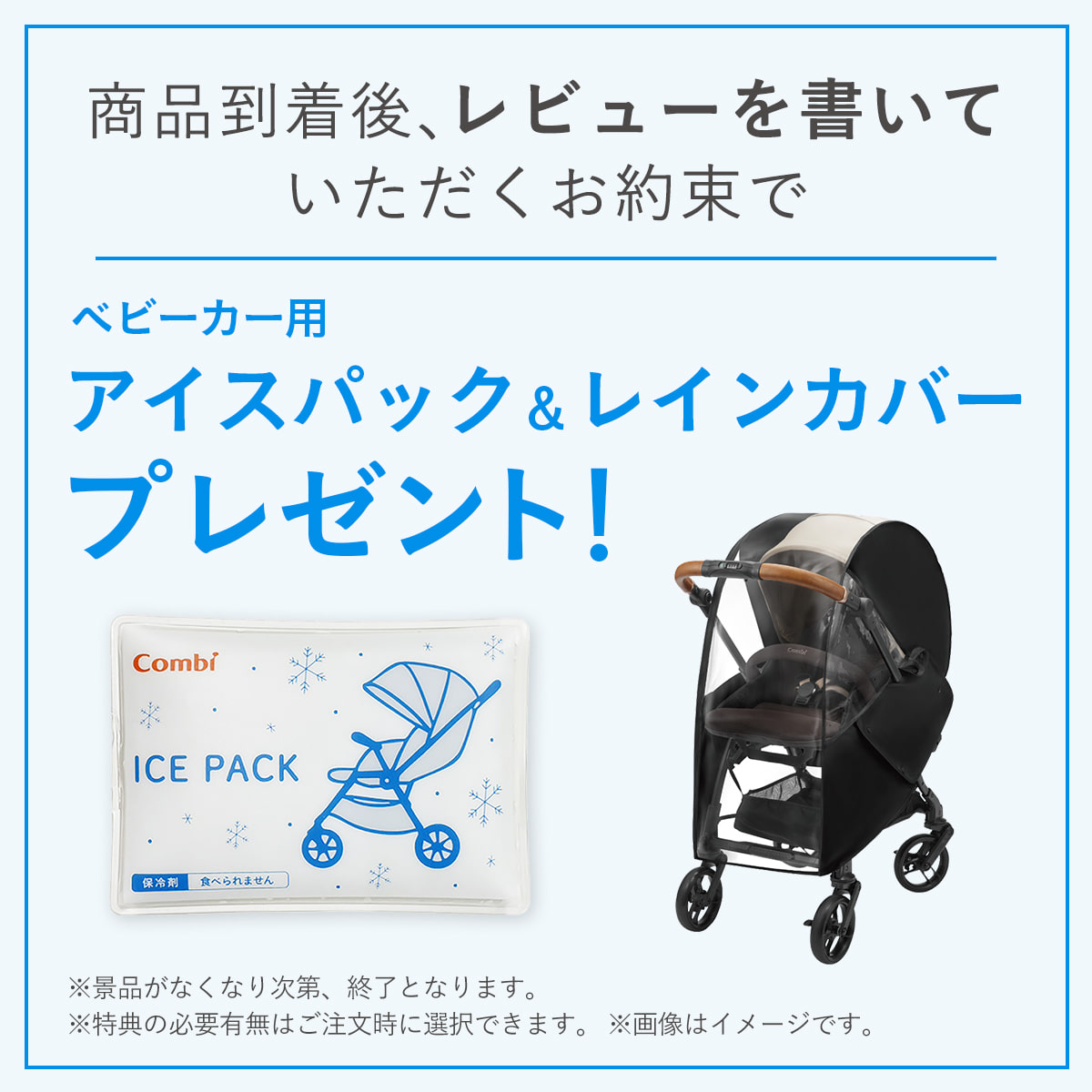 数量限定　ご購入後、レビューを書いていただくお約束で　アイスパックとレインカバープレゼント　※景品はなくなり次第、終了となります。※画像をイメージです。　※特典の有無は注文時に選択できます。