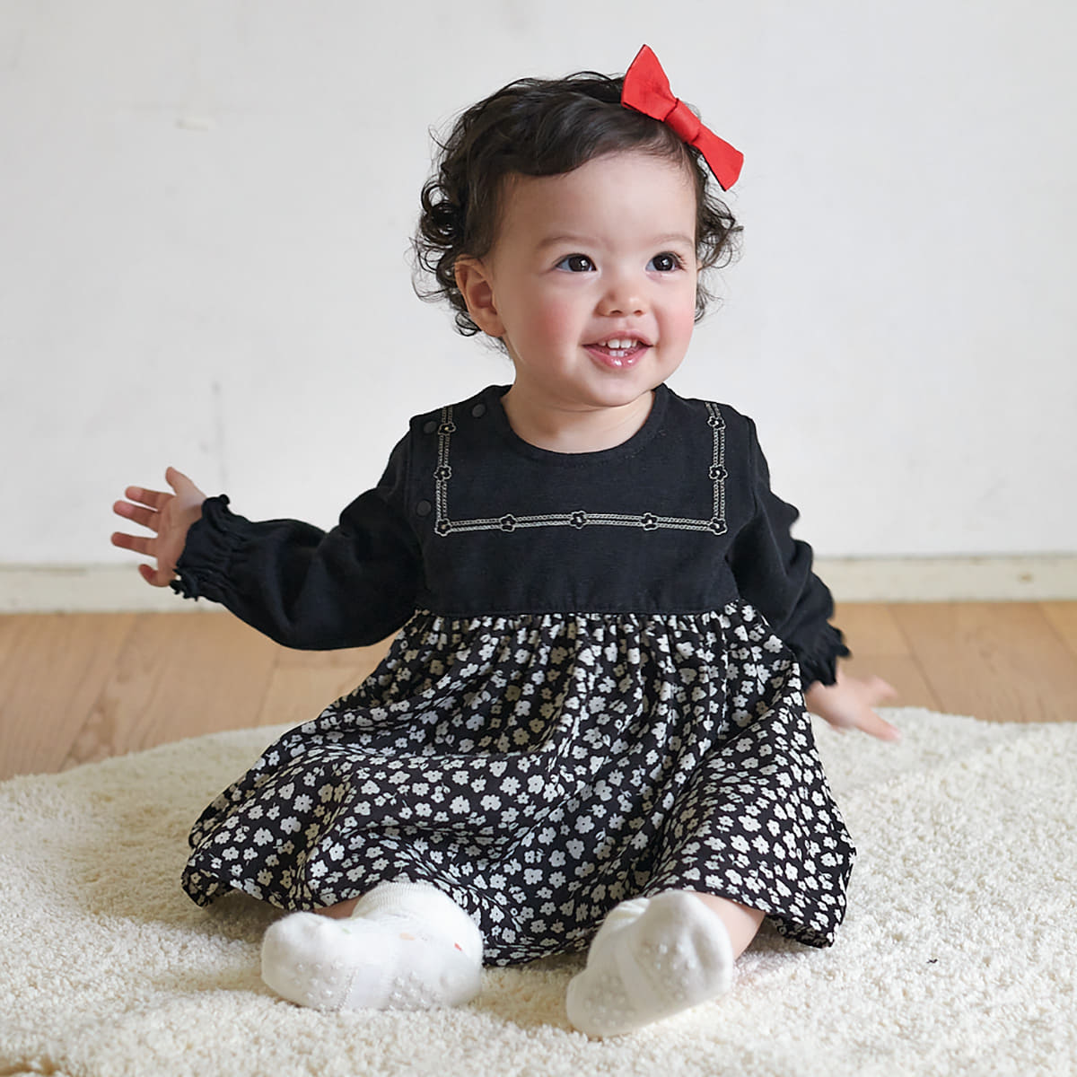 コンビミニ ラップワンピース ボーダー 双子 色違い 女の子 フリル