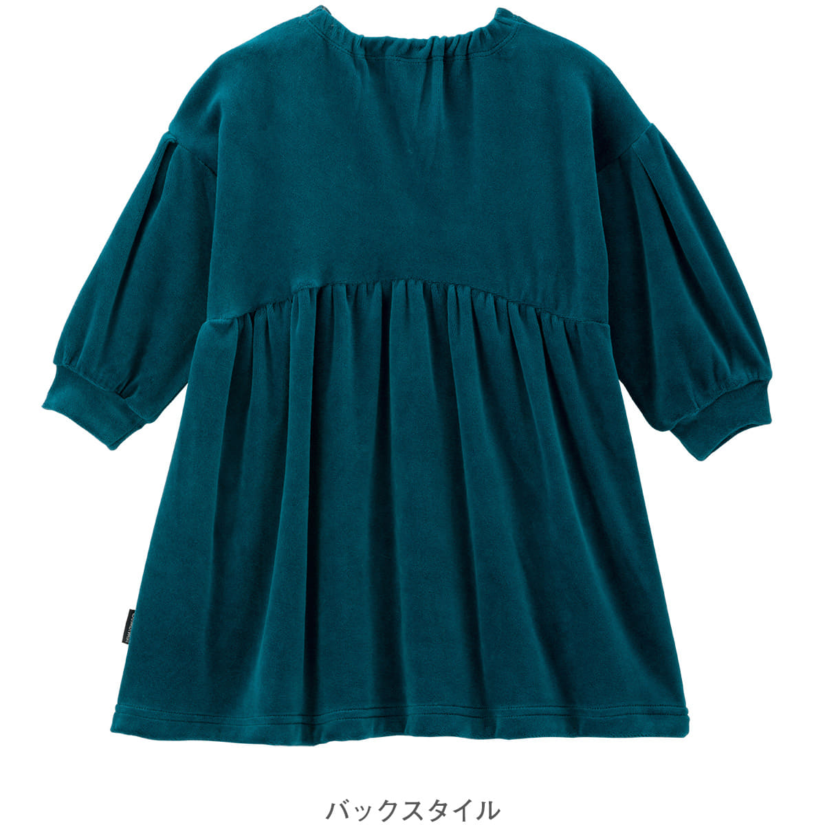 やわらかベロア 8分袖 ワンピース(うさぎ刺しゅう)/80cm/ブルーグリーン｜コンビ公式ブランドストア