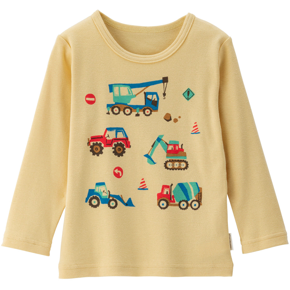 長袖 やわらか らくちんTシャツ(働く車)/80cm/ターコイズブルー