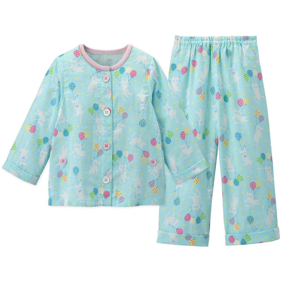 前開きガーゼパジャマ ねこ風船 ベビー用品 ベビー服の通販ならコンビブランドストア