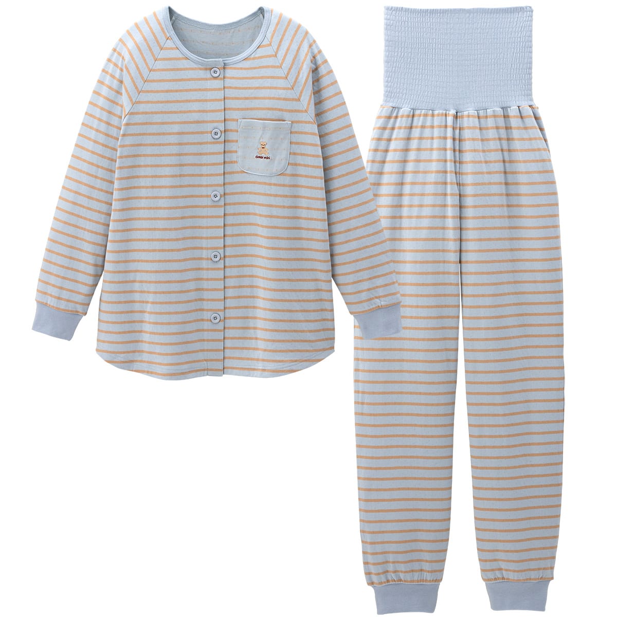 のびのび腹巻付き やわらか接結 長袖 前開きパジャマ ママサイズ ボーダー ベビー用品 ベビー服の通販ならコンビブランドストア
