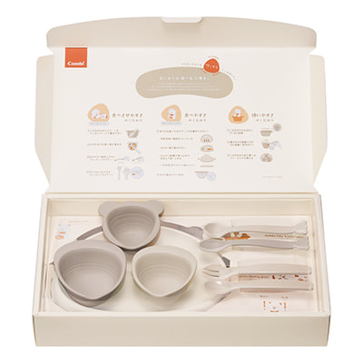 出産準備やお祝いに！パクッ！を楽しくさんかく食器セット