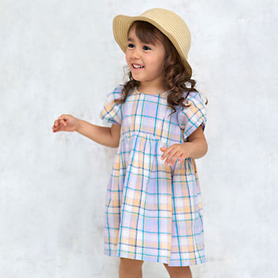 半袖ワンピース チェック 80cm サックス コンビ公式ブランドストア