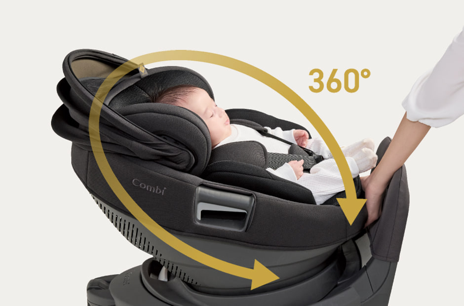 抱っこしながら、片手でクルッと乗せ降ろし。