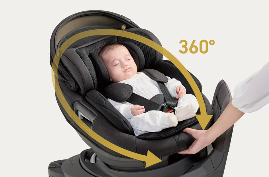 抱っこしながら、片手でクルッと乗せ降ろし。