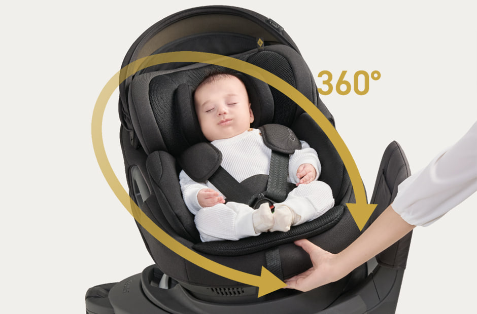 抱っこしながら、片手でクルッと乗せ降ろし。