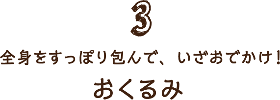 3 全身をすっぽり包んで、いざおでかけ！ おくるみ