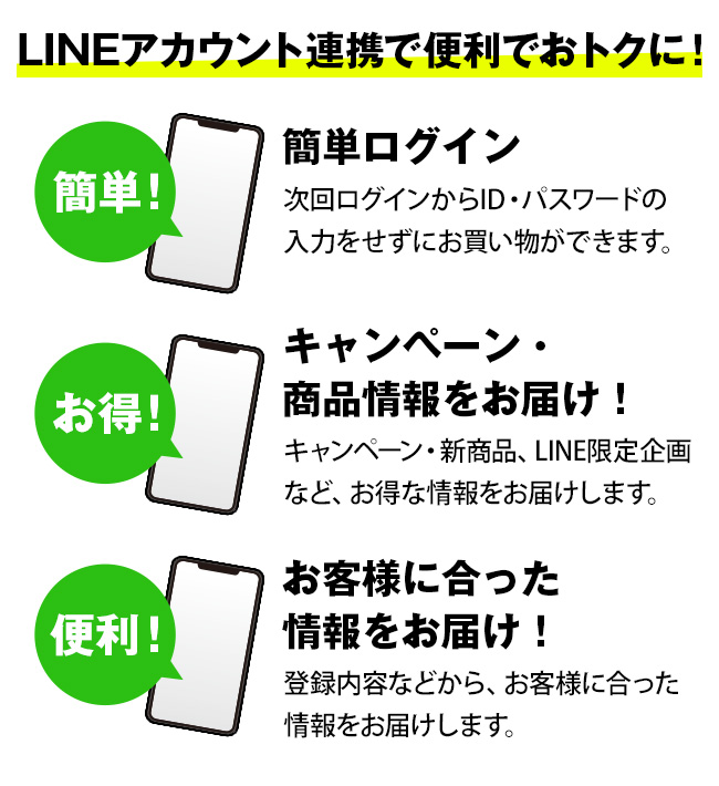 ID連携でこんなに便利でおトクに！【簡単ログイン】【キャンペーン・LINE限定企画など最新情報を通知】【お客様に合った情報をお届け】