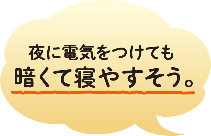 夜に電気をつけても暗くて寝やすそう。